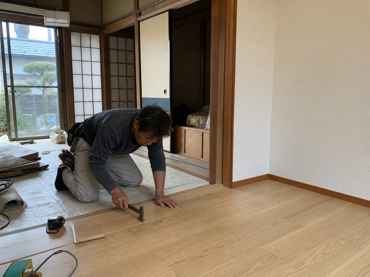 和室をフローリングへ改修する施工イメージ